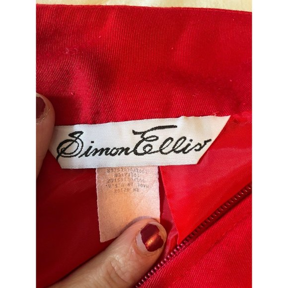 Vintage Red Pencil Skirt Simon Ellis 60s 70s - Picture 5 of 9